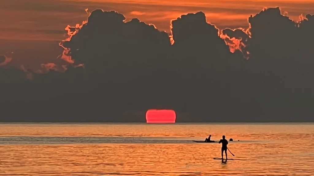 A sunset view from Sairee Beach Koh Tao during our green season